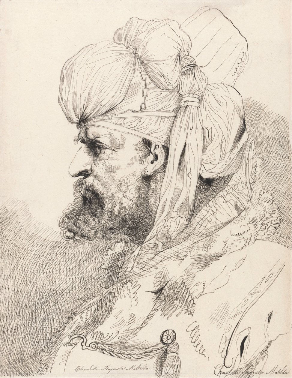 Head of an Aga of the Janissaries by Princess Augusta Charlotte