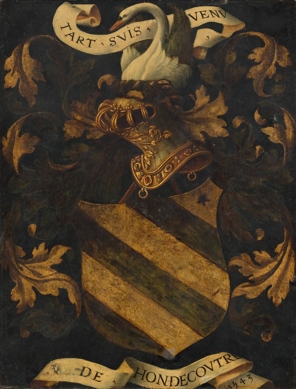 Crested Coat of Arms by Probably Antwerp 16th Century