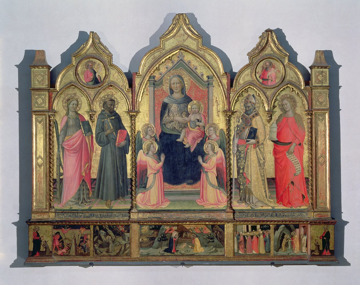 Madonna and Child Enthroned with St. Catherine, St. Francis, St. Zenobius and St. Mary Magdalene by Pseudo Ambrogio di Baldese