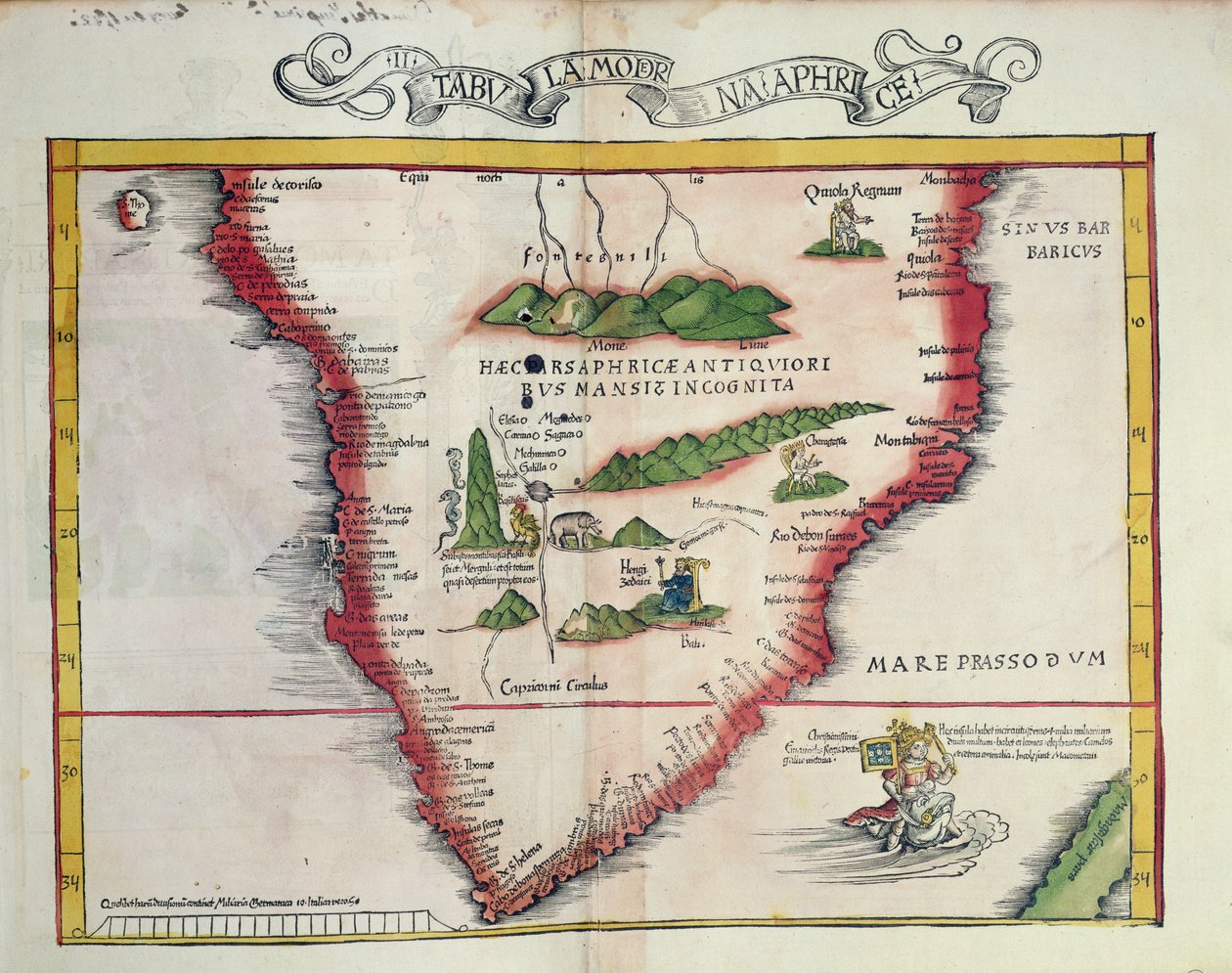 Map of Southern Africa (published in Strasbourg in 1522) by Ptolemy