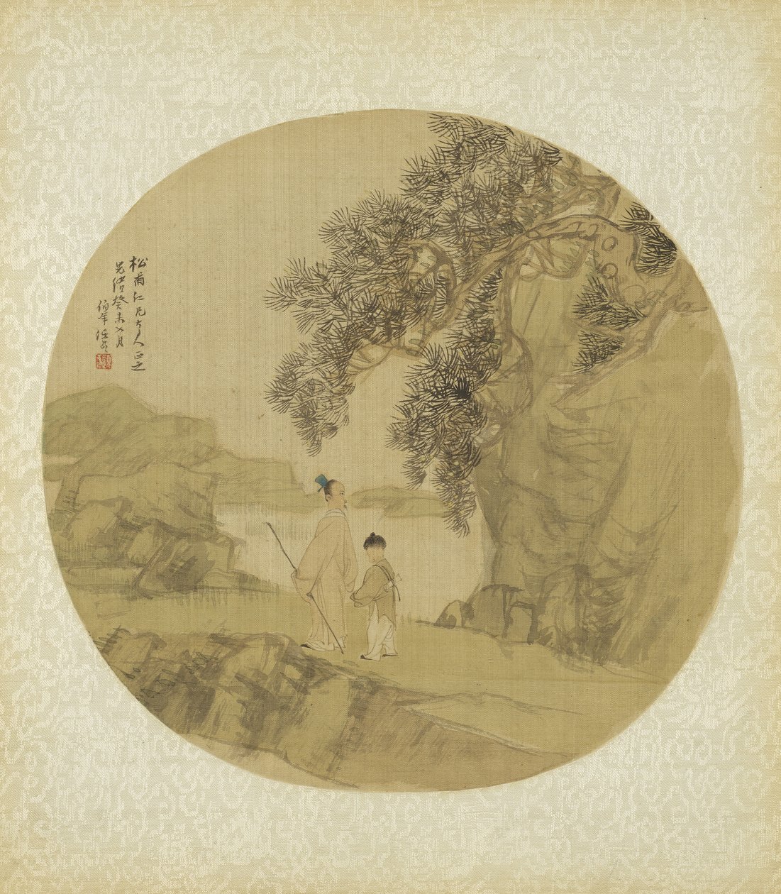 Landscape with figures by Qing Dynasty Chinese School