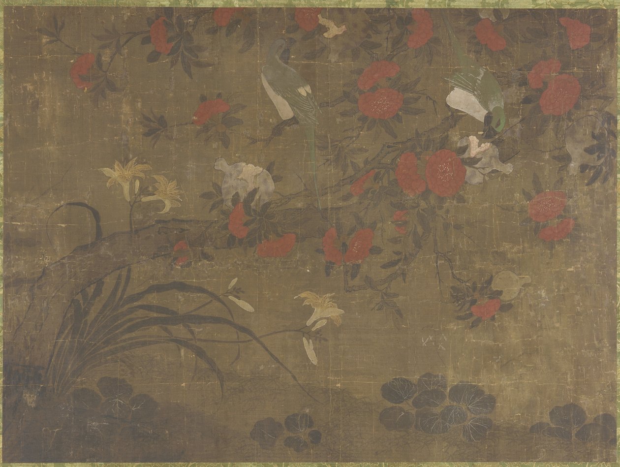 Parrots Eating Pomegranates by Qing Dynasty Chinese School