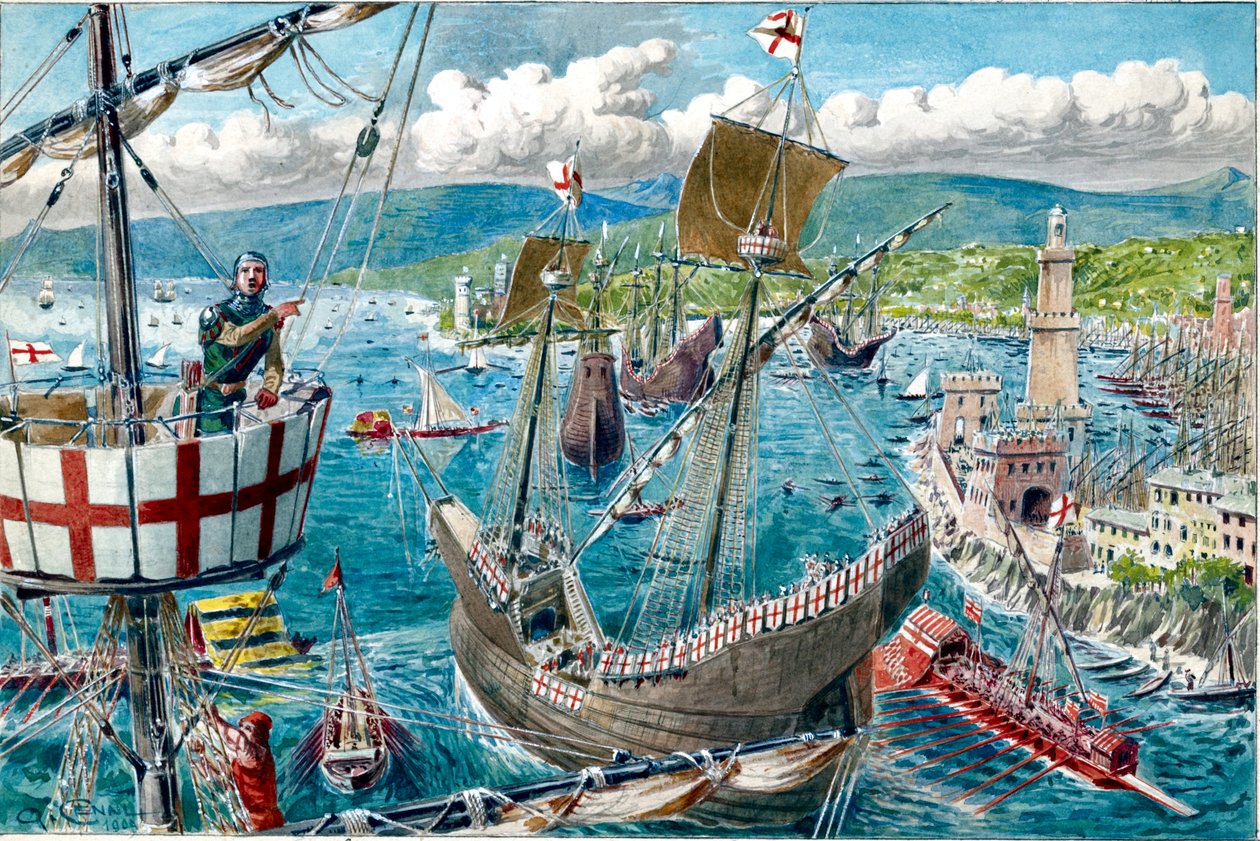 The Port and Fleet of Genoa by Quinto Cenni