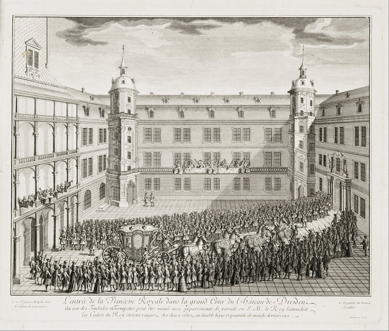 Dresden Palace, Great Courtyard at the Arrival of Archduchess Maria Josepha by Quirijn Fonbonne