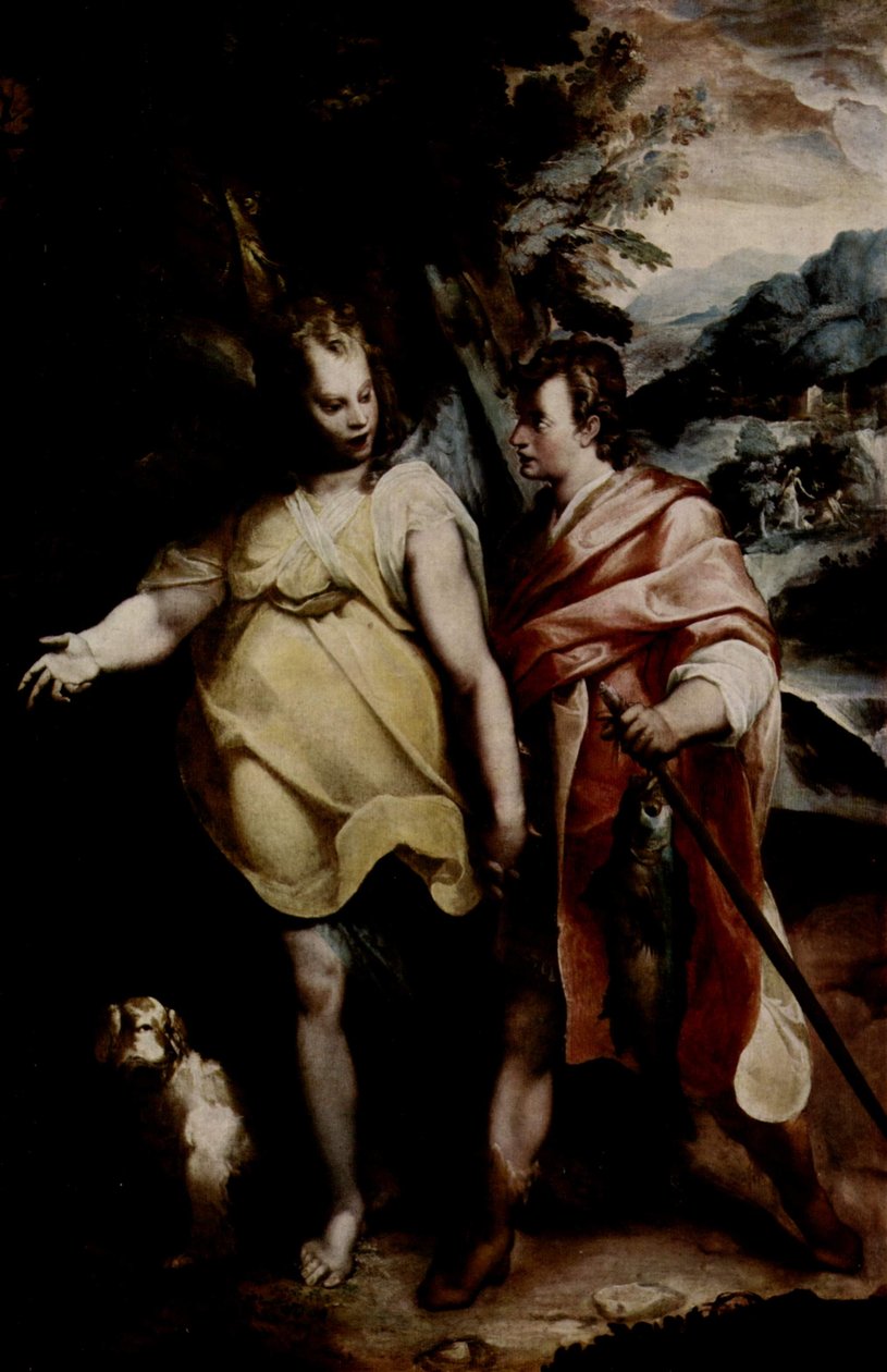 Tobias and the Angel by Raffaellino da Reggio