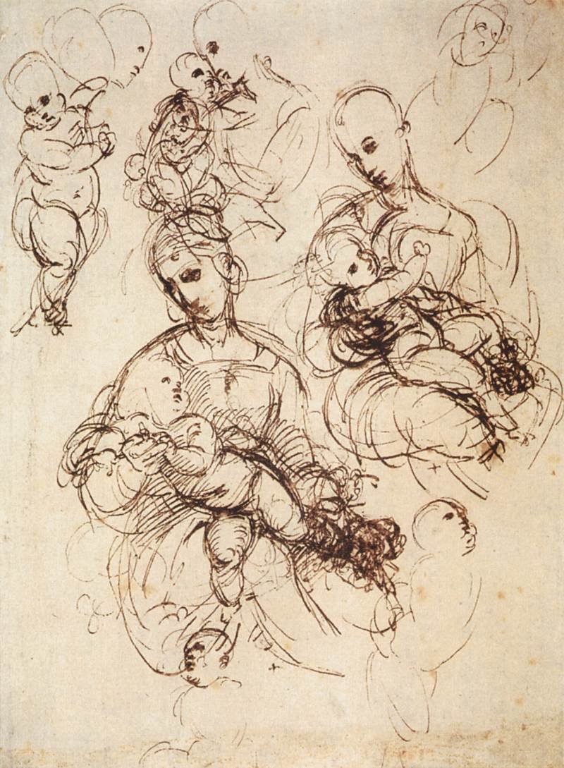 Studies for Madonnas with Child by Raffaello Sanzio Raphael