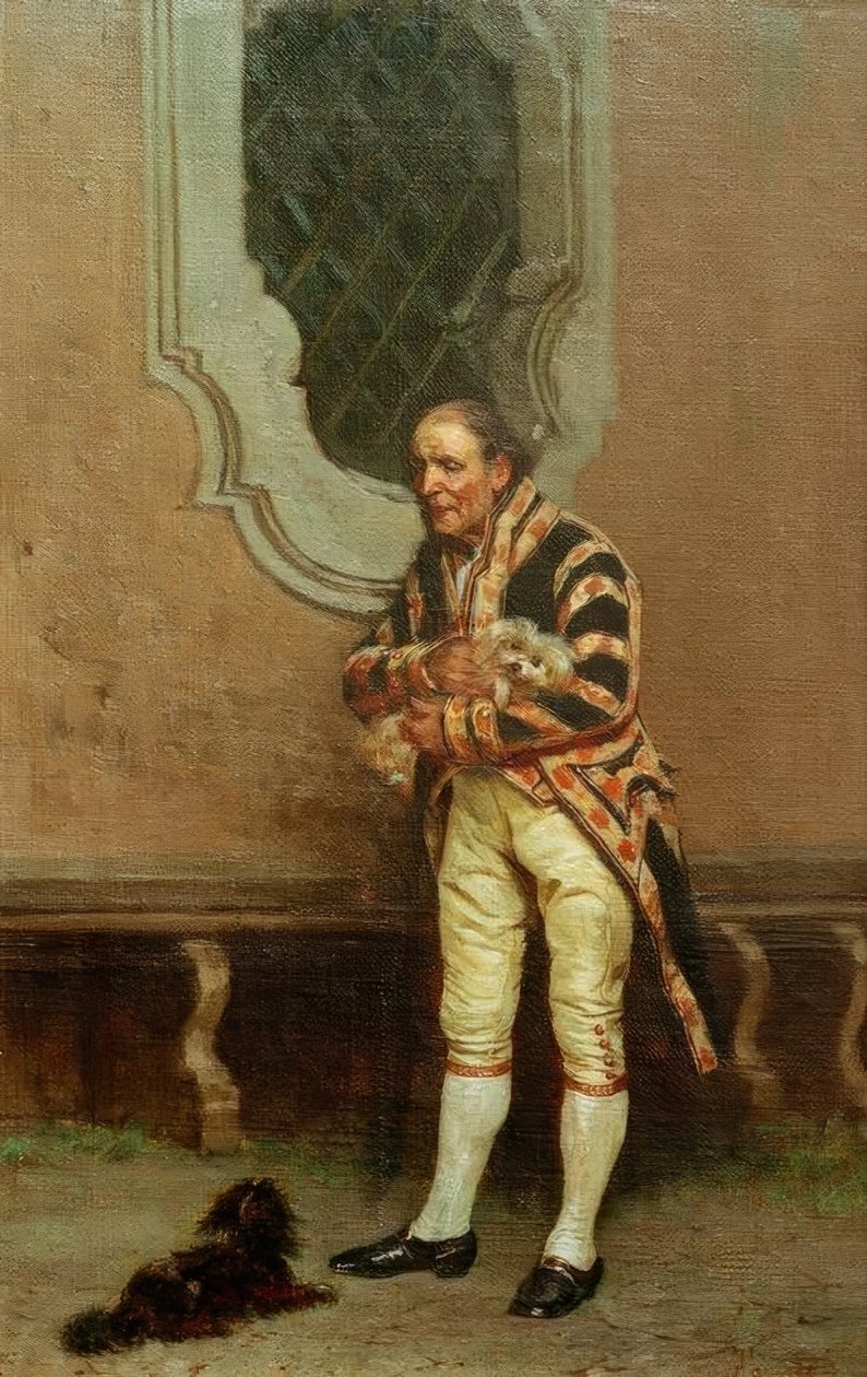 Noble Footman with Dogs by Raffaelo Tancredi