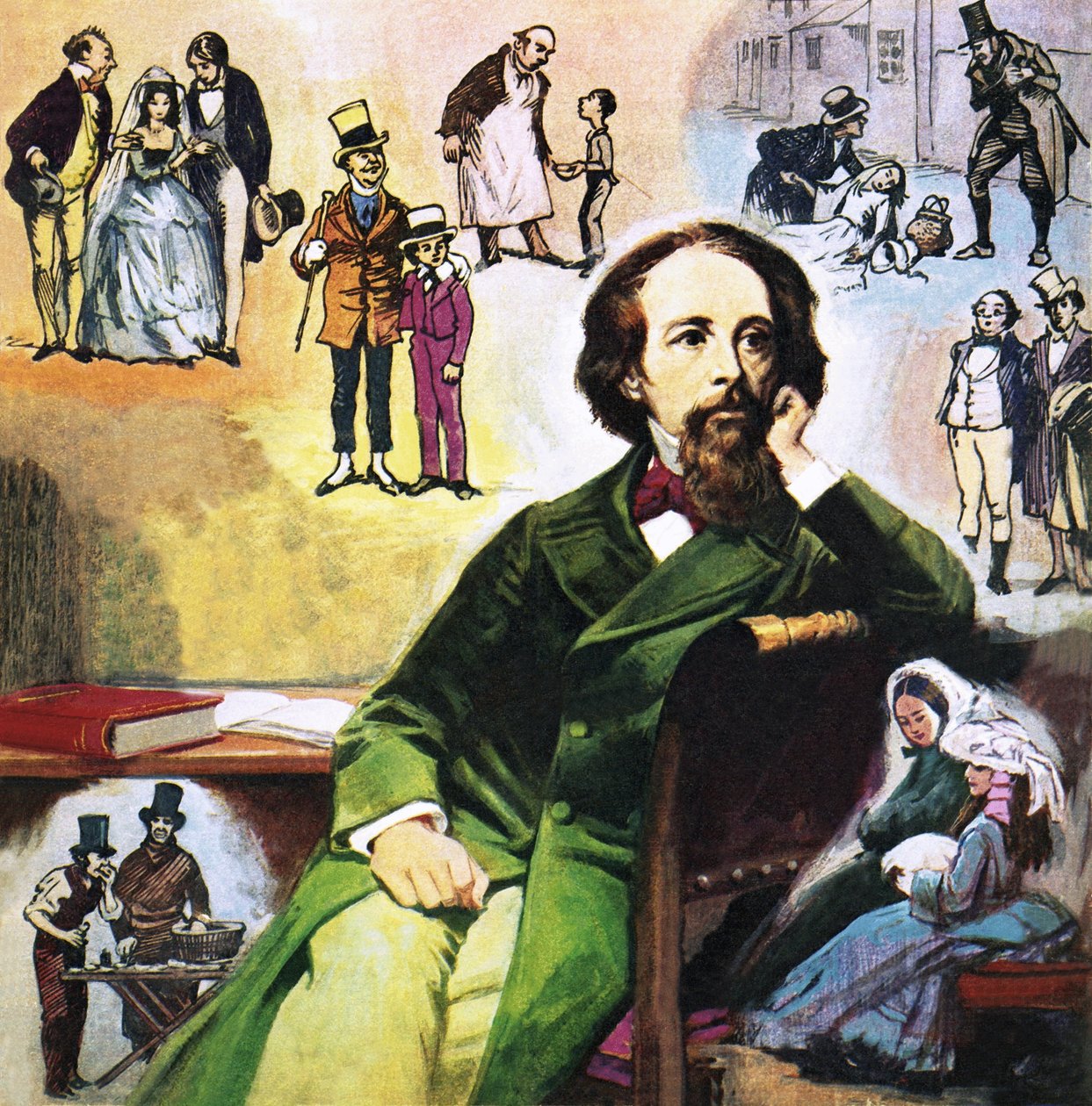 Charles Dickens with His Characters by Ralph Bruce