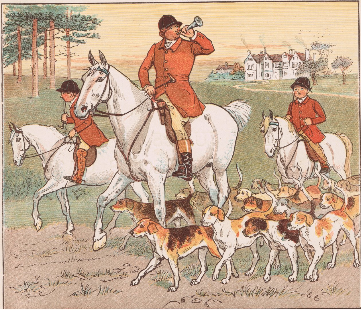 The Huntsman Blows His Horn by Randolph Caldecott
