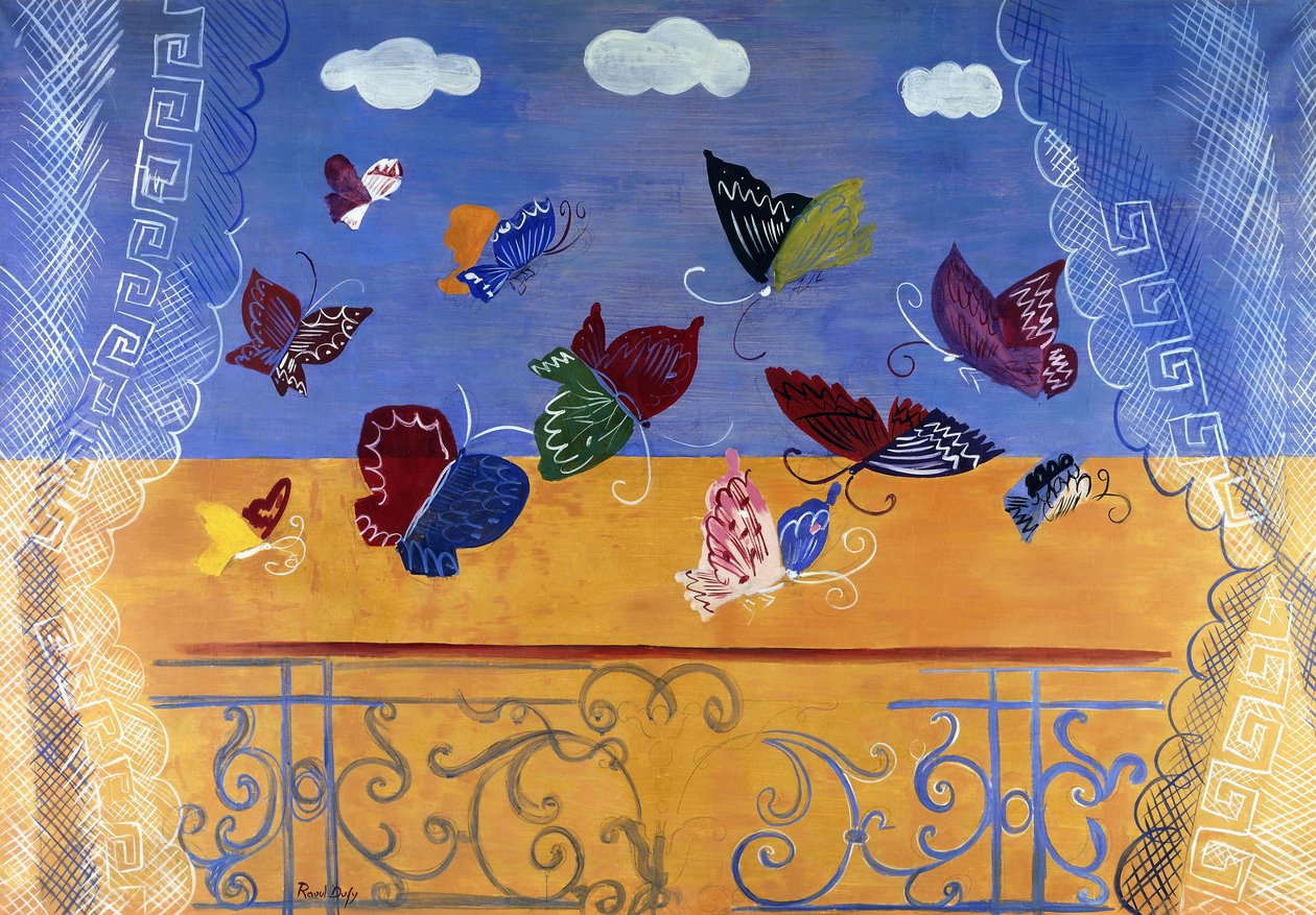 Open Window with Butterflies by Raoul Dufy