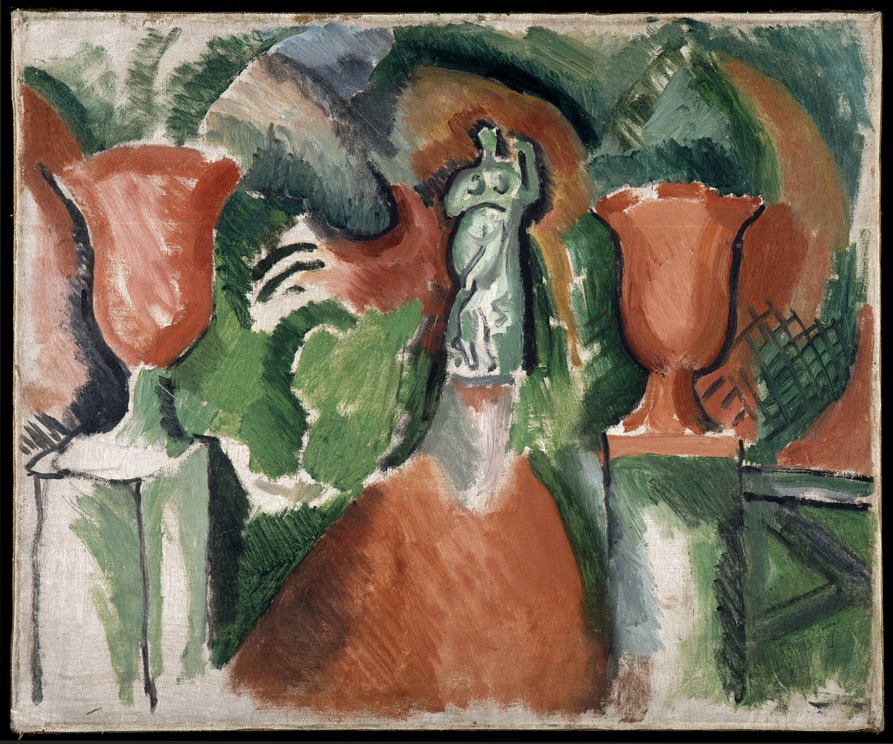 Statue with Two Red Vases by Raoul Dufy