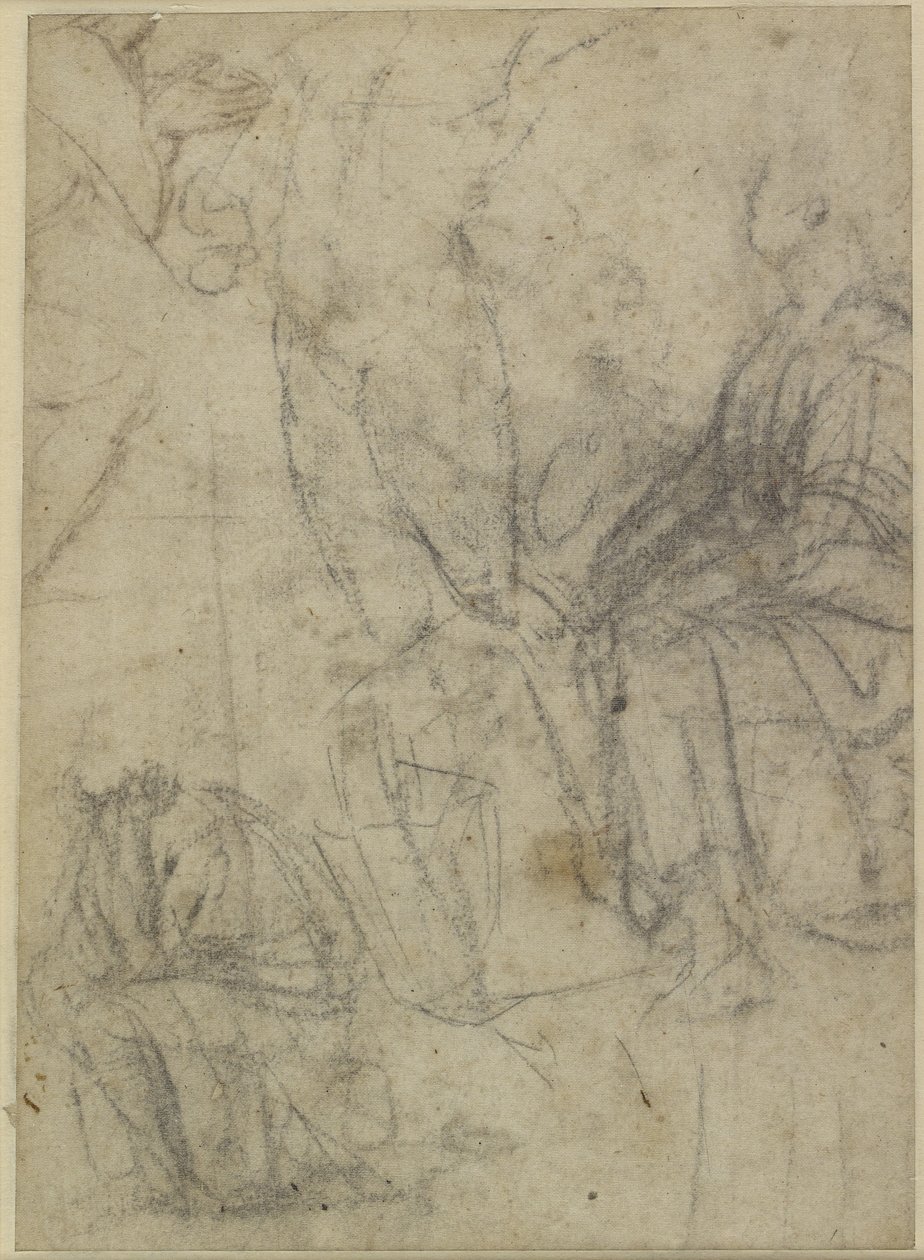 Rough Sketches of Kneeling Figures (verso) by Raffaello Sanzio Raphael