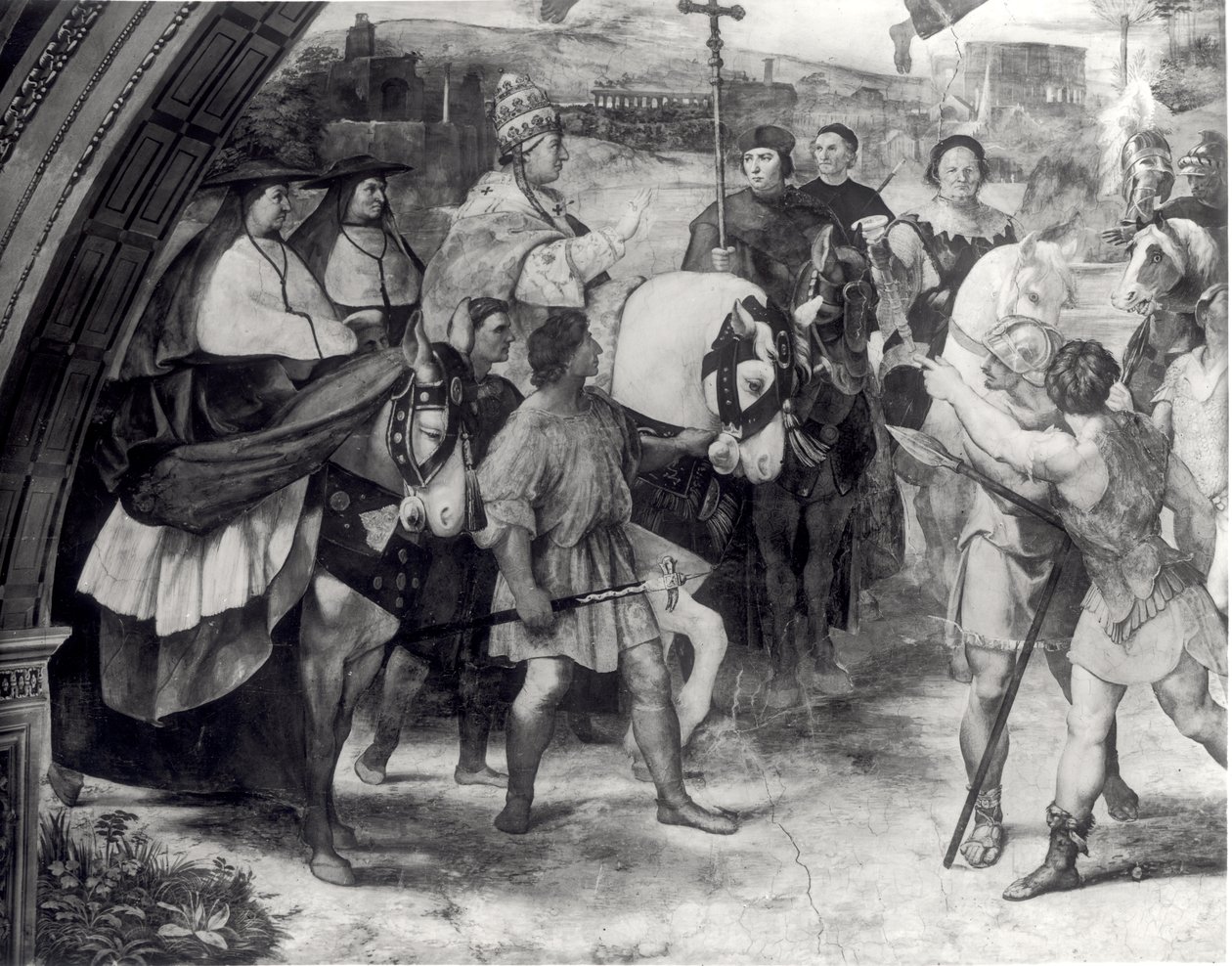 Pope Leo I Repulsing Attila (detail) by Raffaello Sanzio Raphael