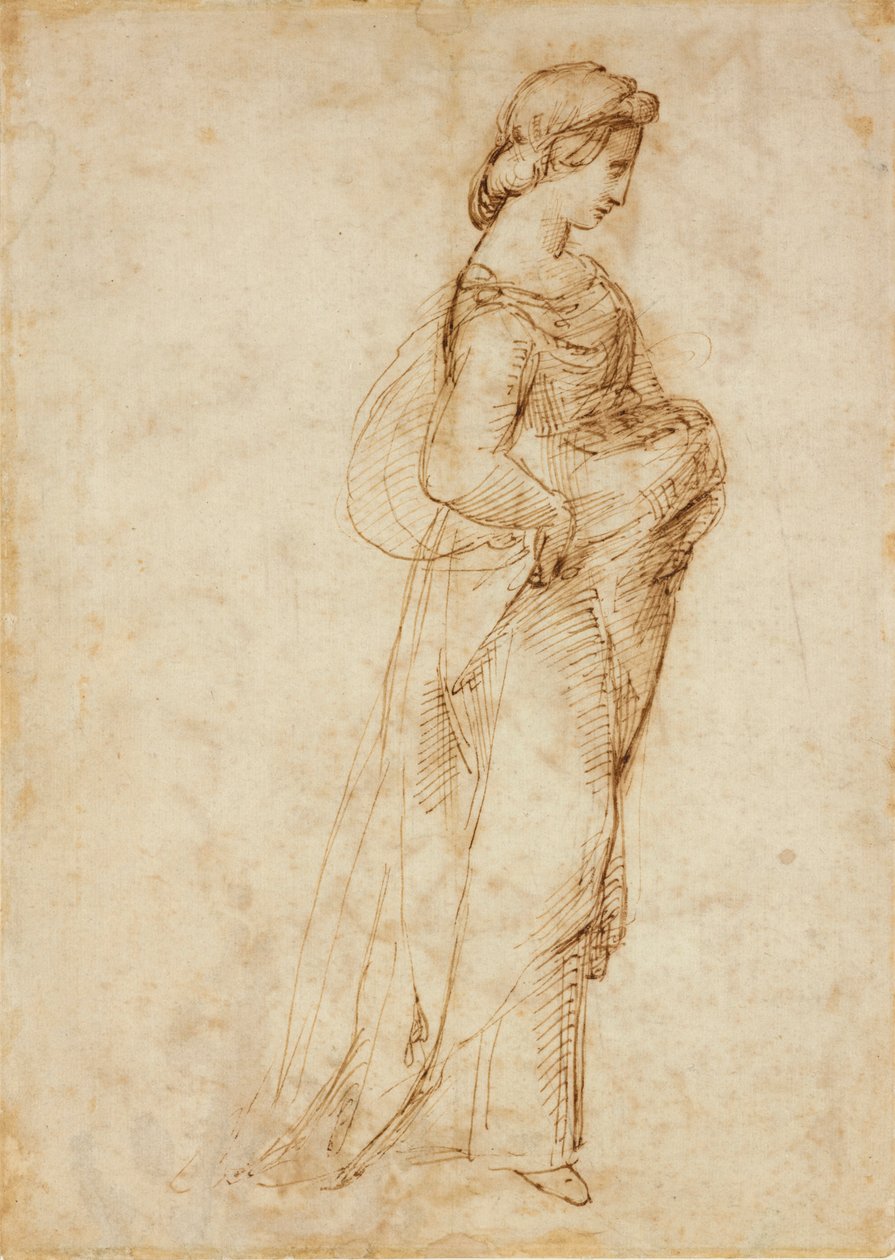 Female Figure walking to right by Raphael