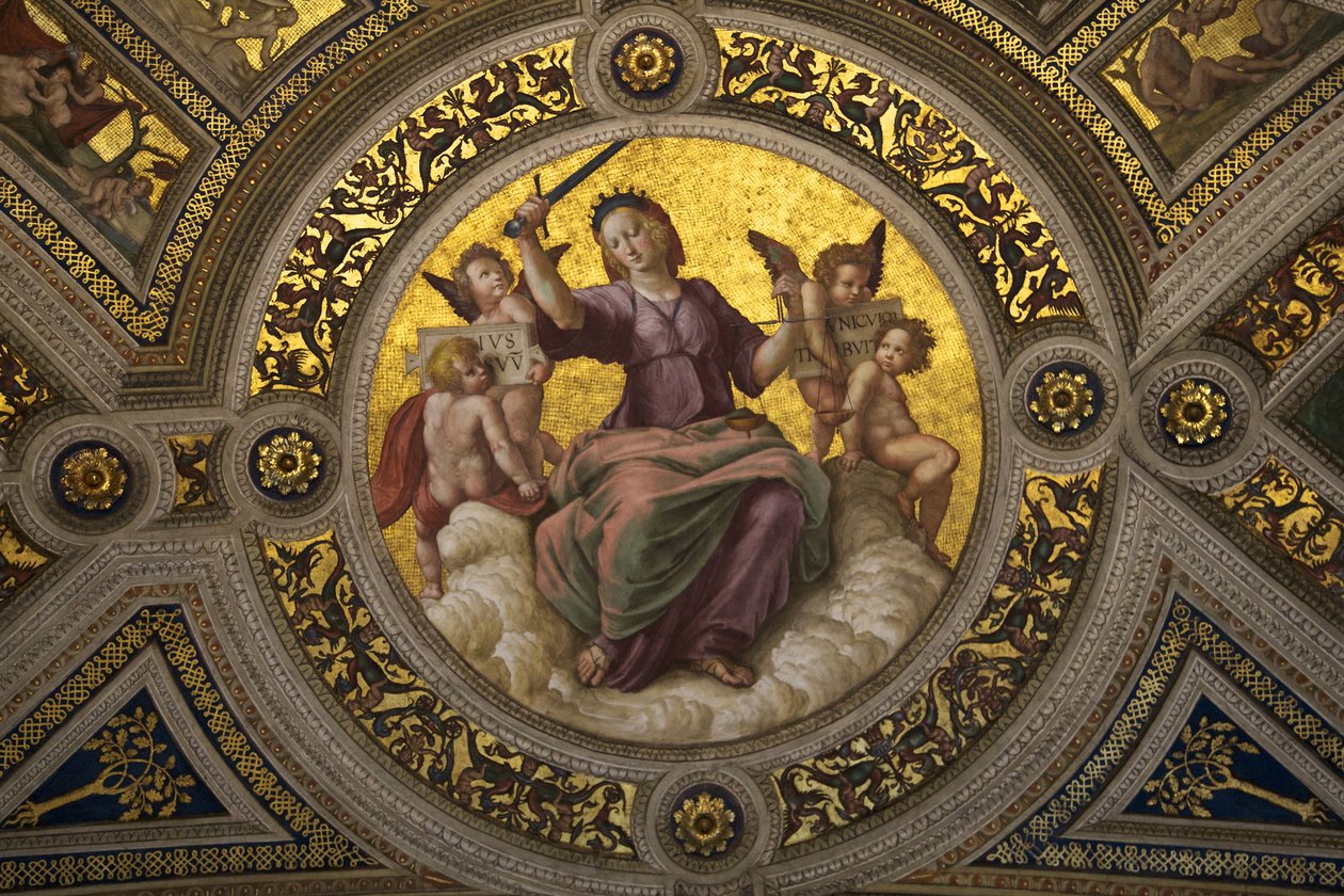Lady Justice Fresco in Stanza della Segnatura by Raffaello Sanzio Raphael