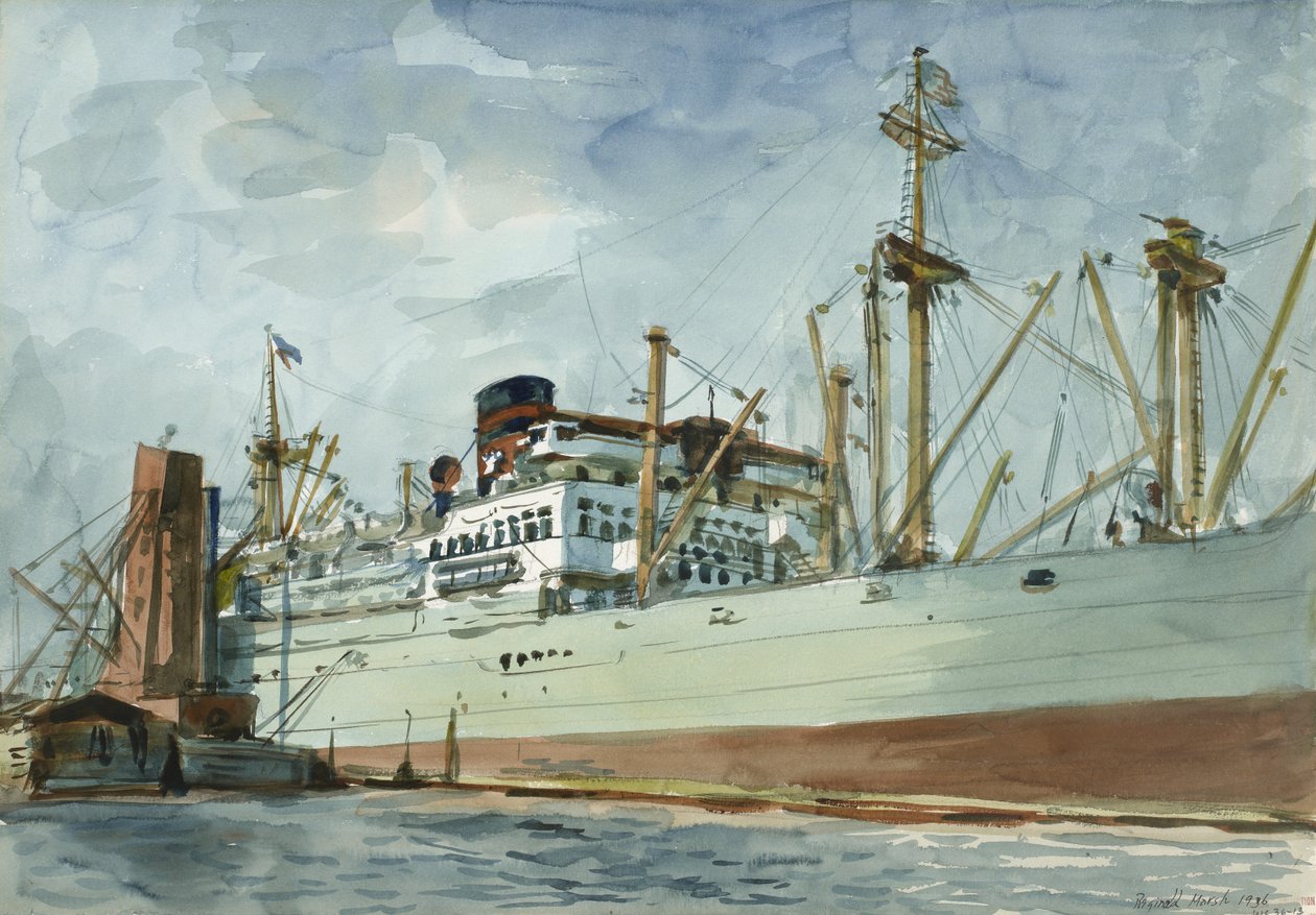 Steam Freighter and Tug by Reginald Marsh