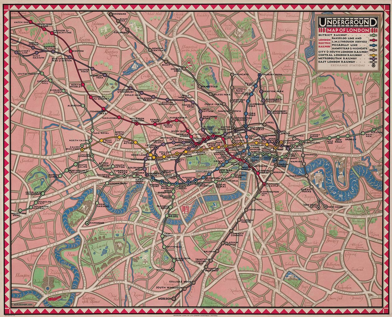 Underground Map of London by Reginald Percy Gossop