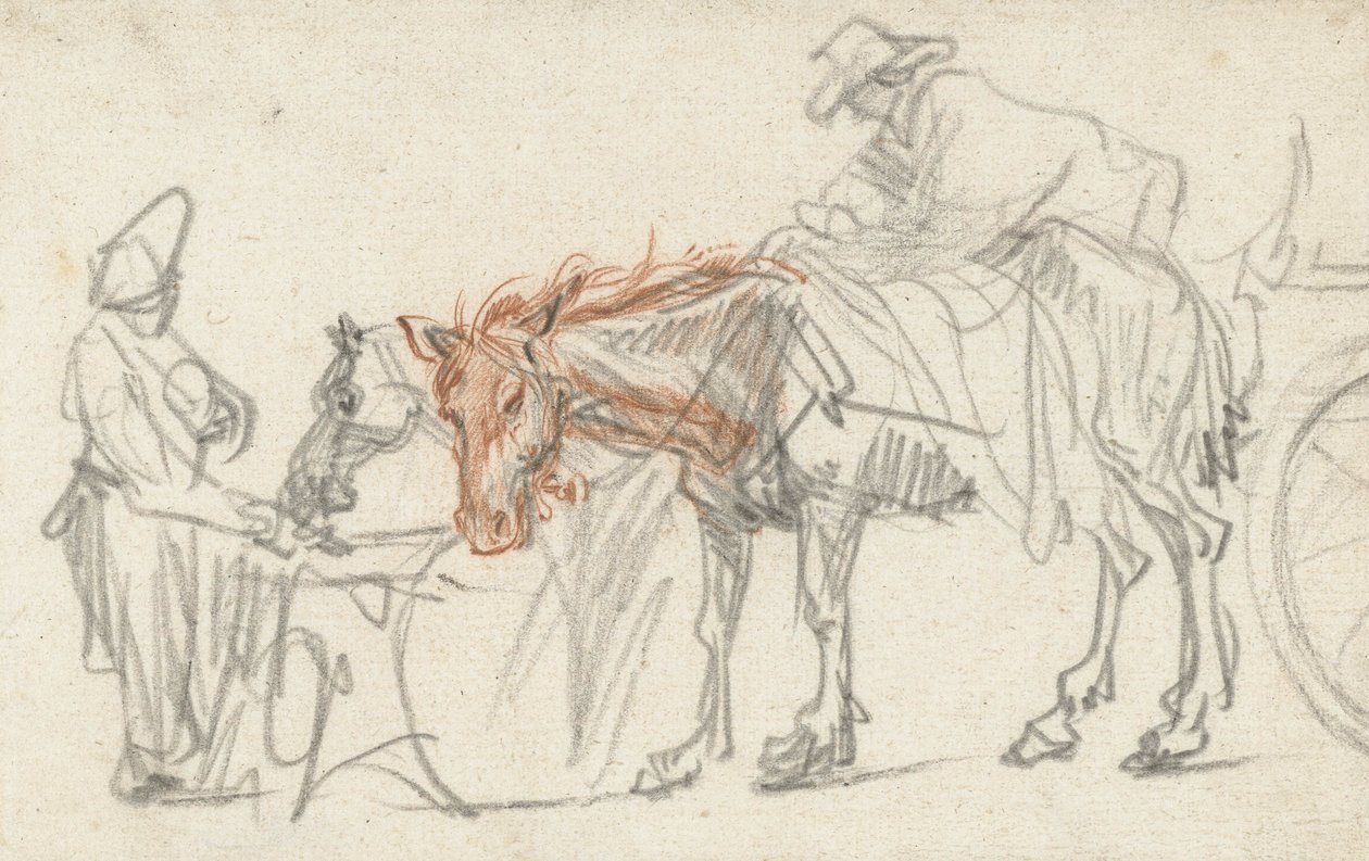 Two Horses at a Halting-place, c.1637 by Rembrandt van Rijn