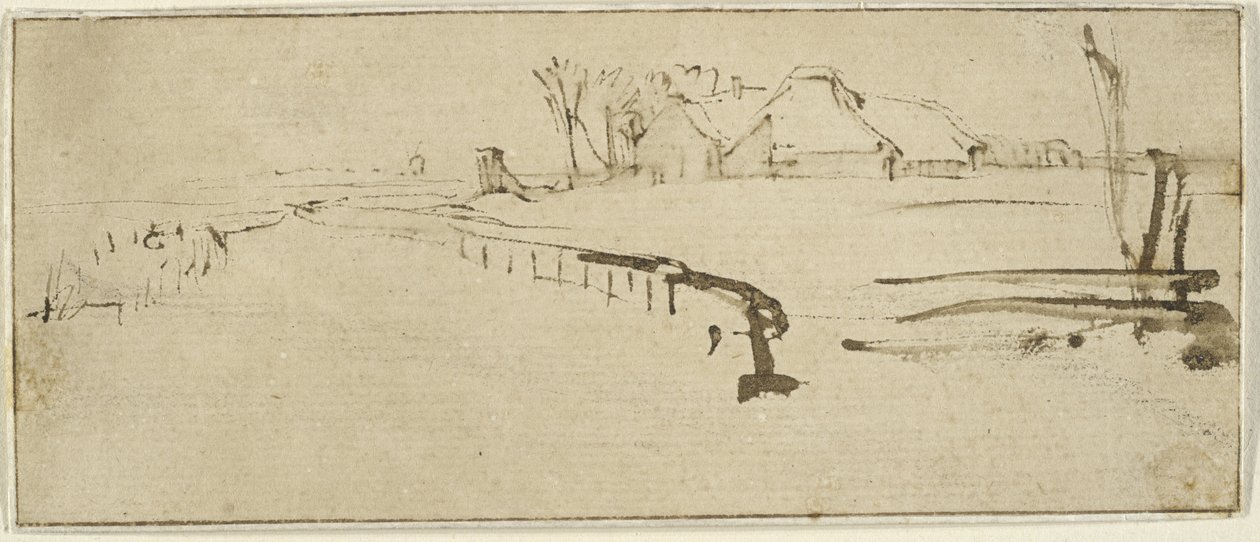 Landscape with a Farmstead (Winter Landscape) by Rembrandt van Rijn