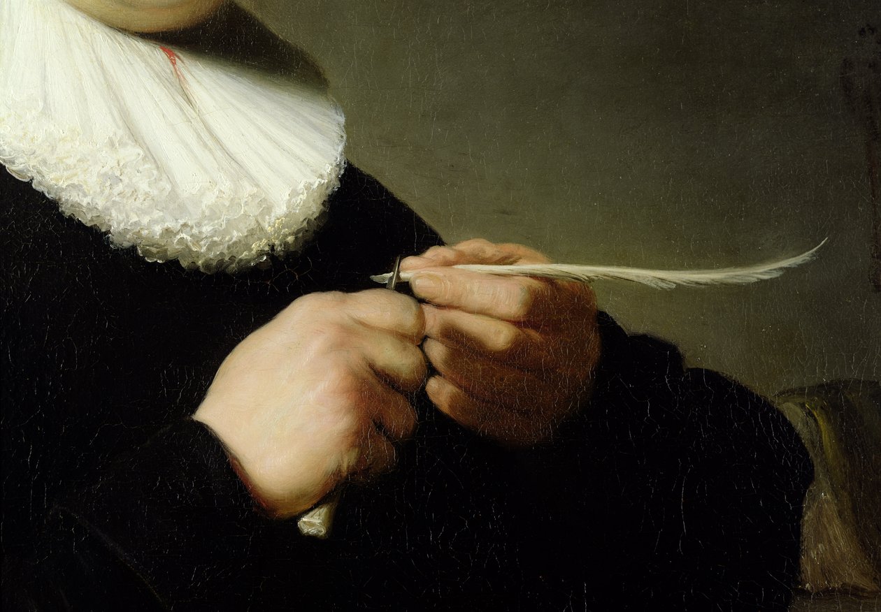 Man Sharpening a Quill (detail) by Rembrandt van Rijn