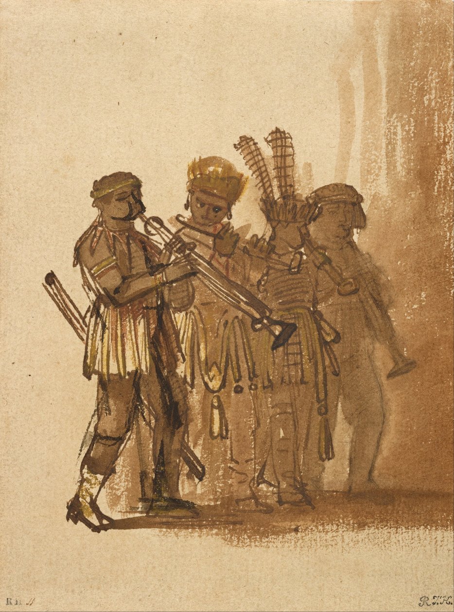 Four Musicians with Wind Instruments by Rembrandt van Rijn