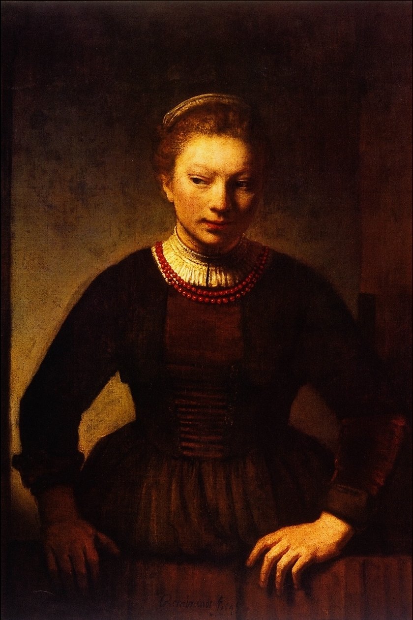 Girl at an Open Half-Door by Rembrandt van Rijn