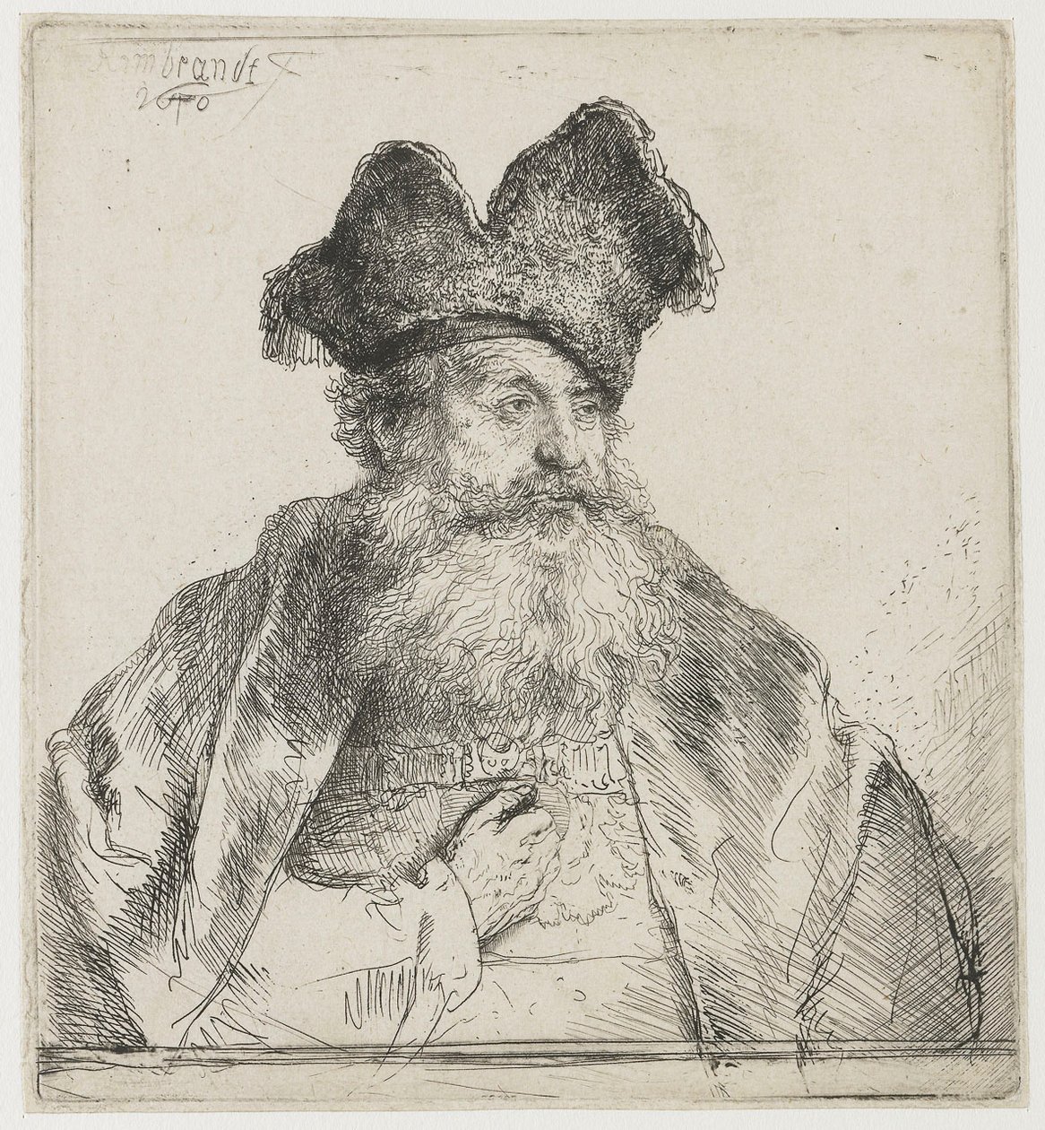 Old Man with a Divided Fur Cap by Rembrandt van Rijn