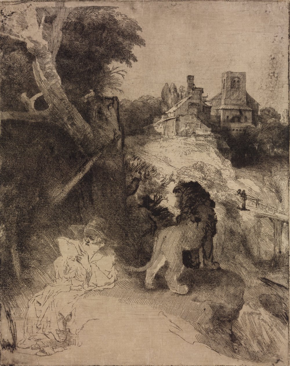 Saint Jerome in an Italian Landscape by Rembrandt van Rijn