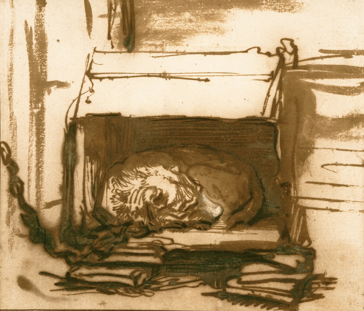 Sleeping Watchdog by Rembrandt van Rijn