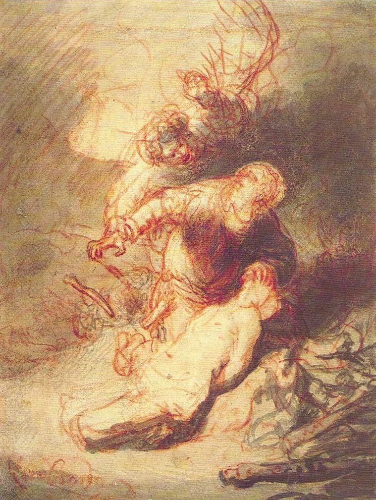 The Angel Preventing Abraham from Sacrificing His Son, Isaac by Rembrandt van Rijn