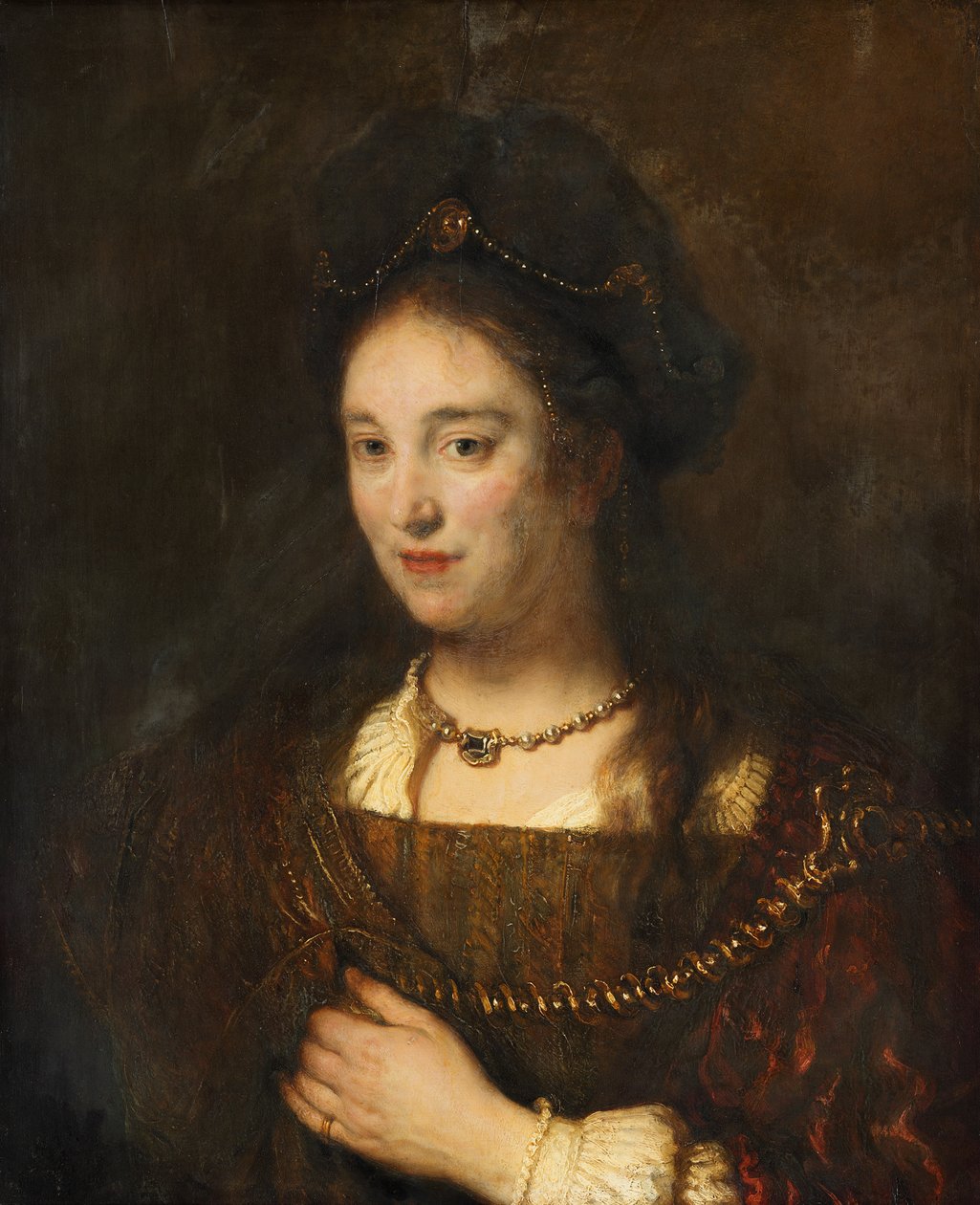 Half-figure of a Woman with Beret by Rembrandt