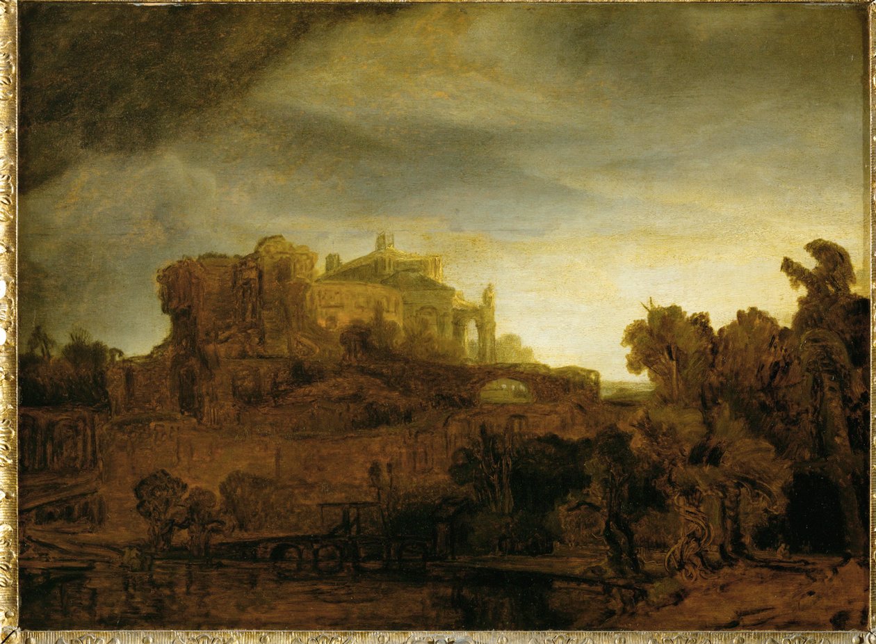 Castle at Twilight by Rembrandt Harmensz. van Rijn