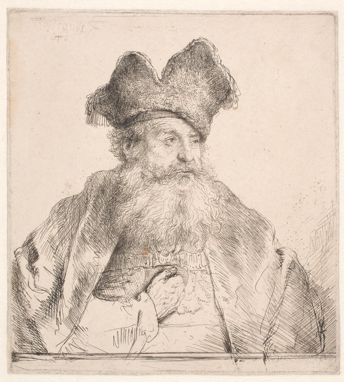 Old Man with Fur Hat by Rembrandt van Rijn