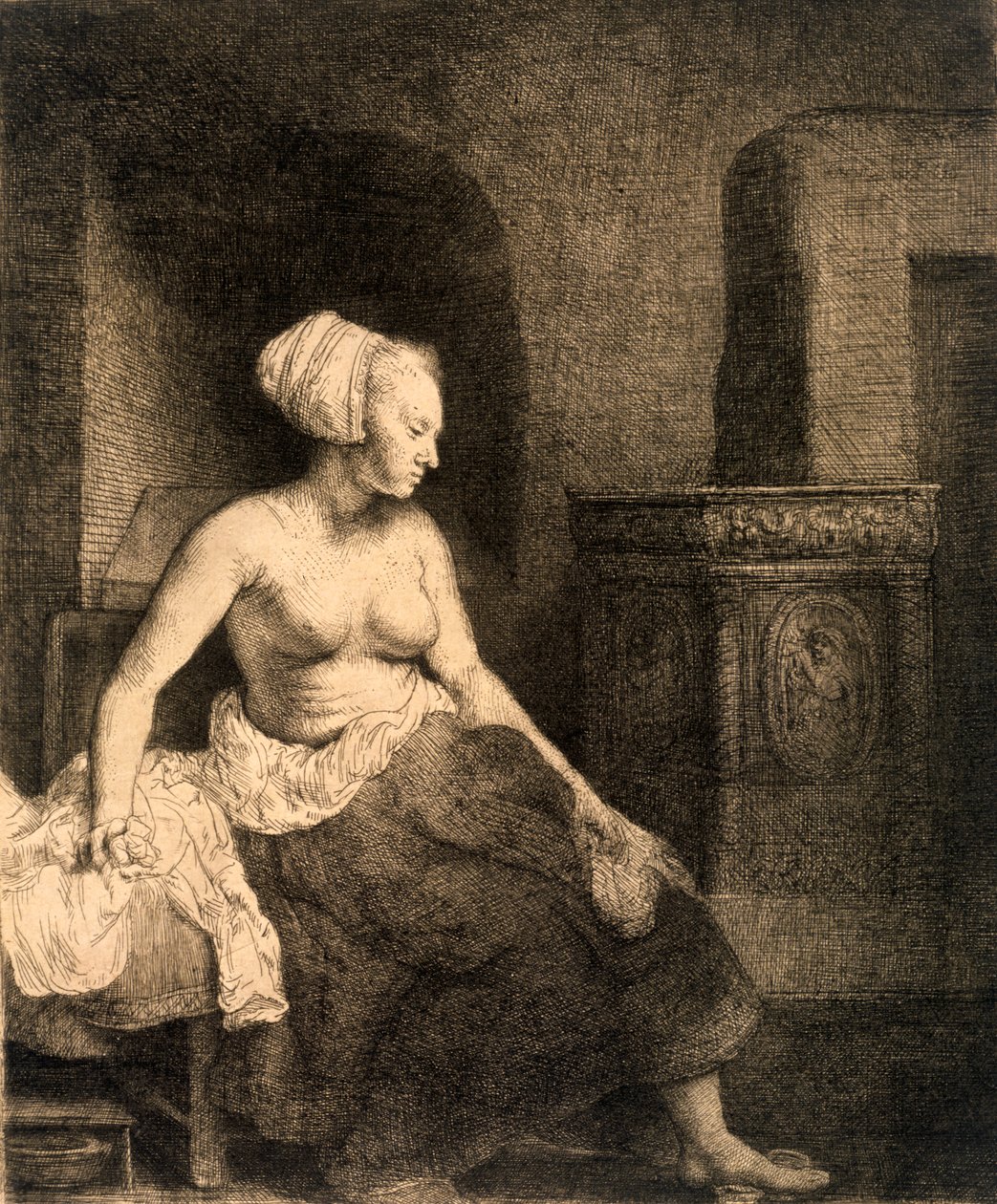 Seated Female Nude by Rembrandt van Rijn
