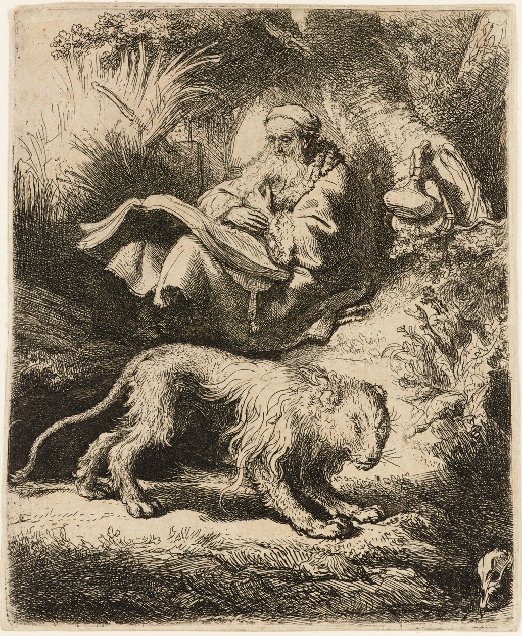 St Jerome reading by Rembrandt van Rijn