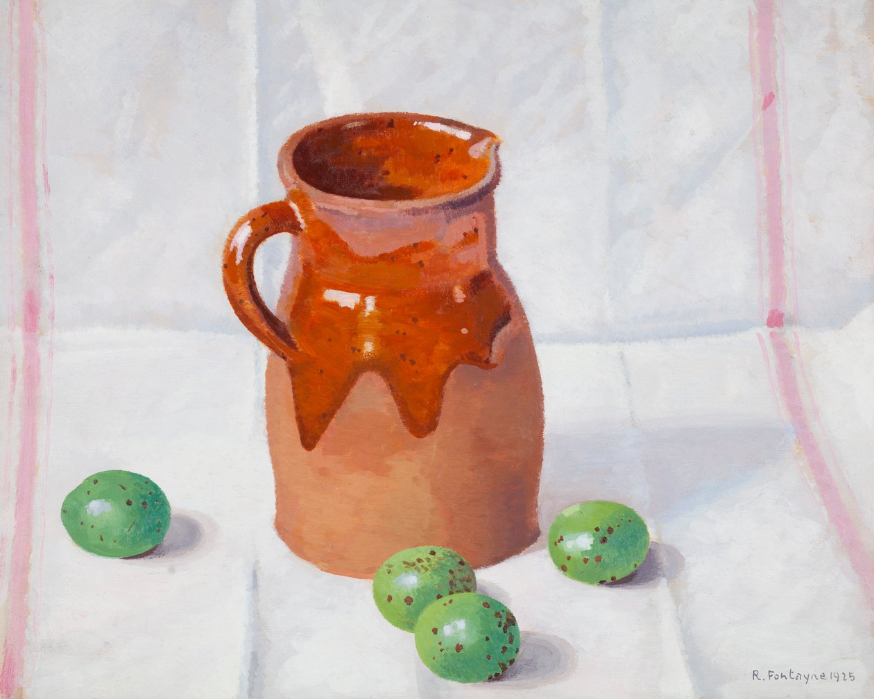 Ceramic Jug and Green Figs by René Fontayne