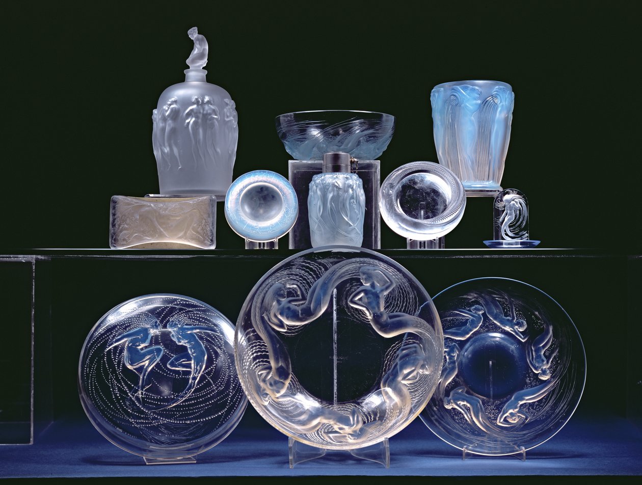 Selection of Bottles, Plates and Glasses by Rene Jules Lalique