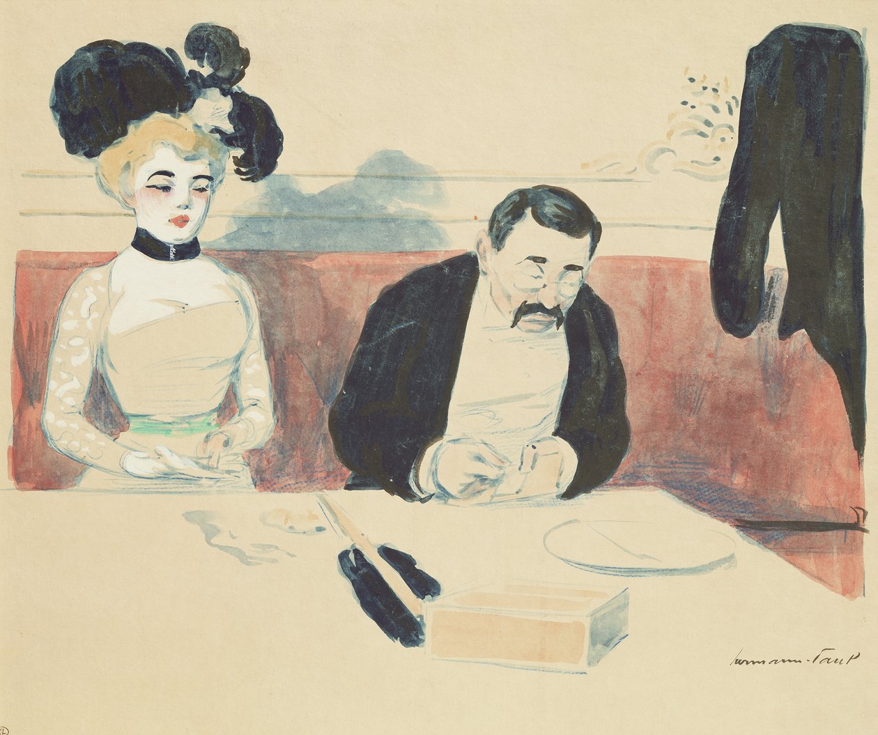 Couple in a Restaurant by Rene George Hermann Paul