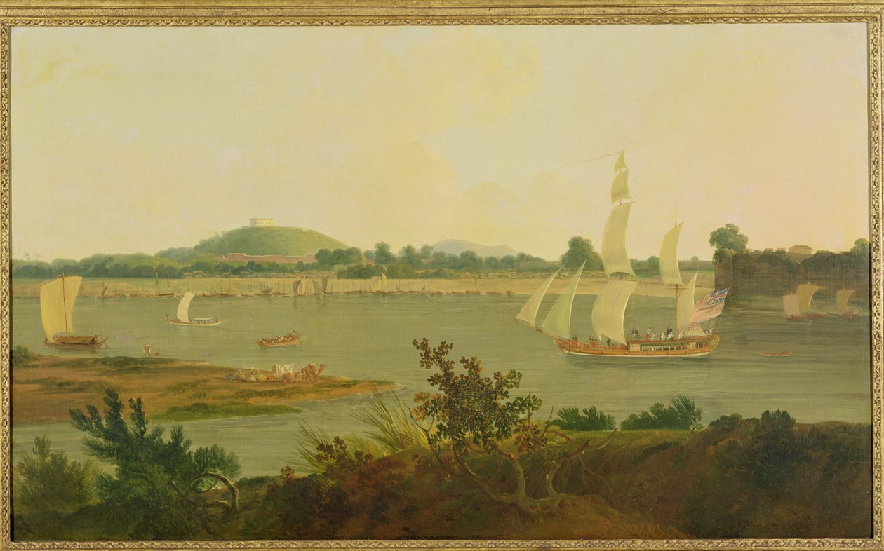 Pinnace Sailing Down the Ganges past Monghyr Fort, c.1791 by Rev. Edward Thomas Daniell