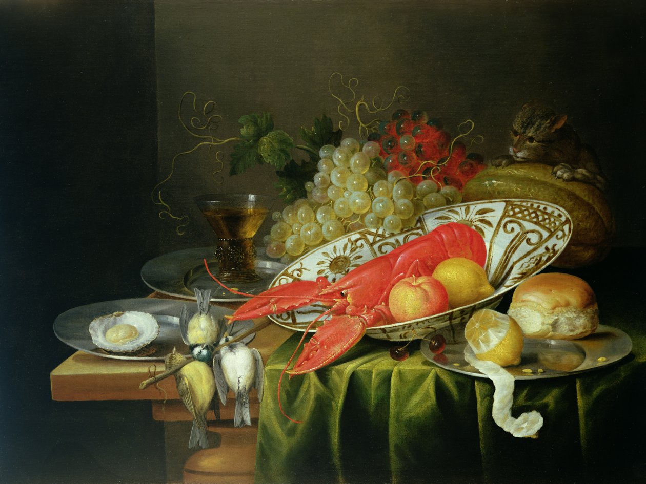 Still Life of Oysters and Lobsters by Reynier van Gherwen