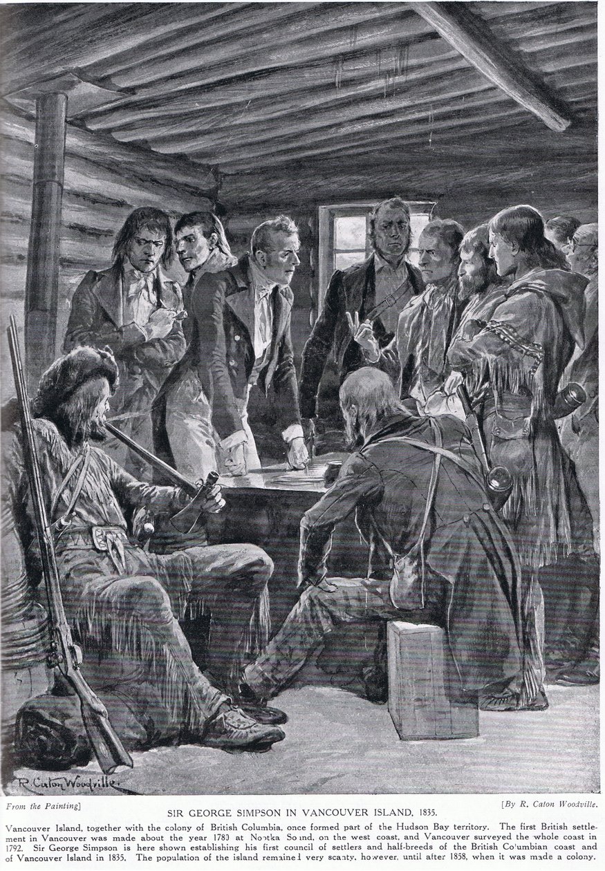Sir George Simpson in Vancouver Island, illustration from 