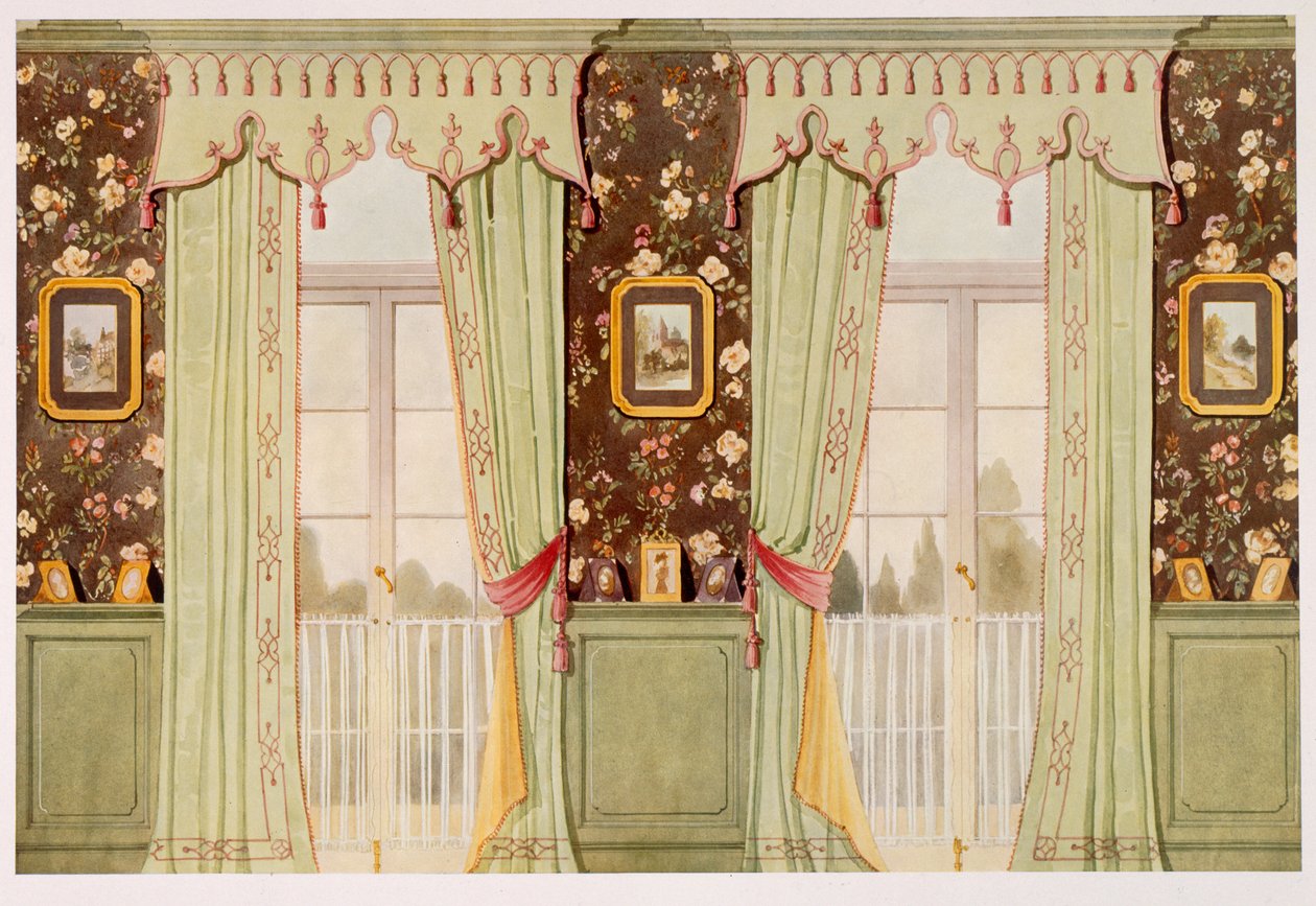 Elegant Drawing Room Curtains with Elaborate Pelmet by Richard Goulburn Lovell