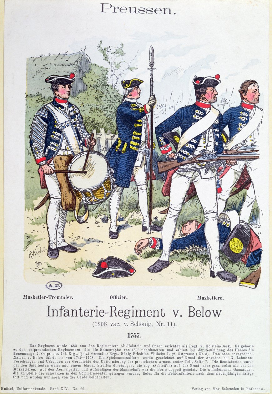 Soldiers from the Prussian Infantry Regiment von Below in 1757, c.1890 by Richard Knoetel