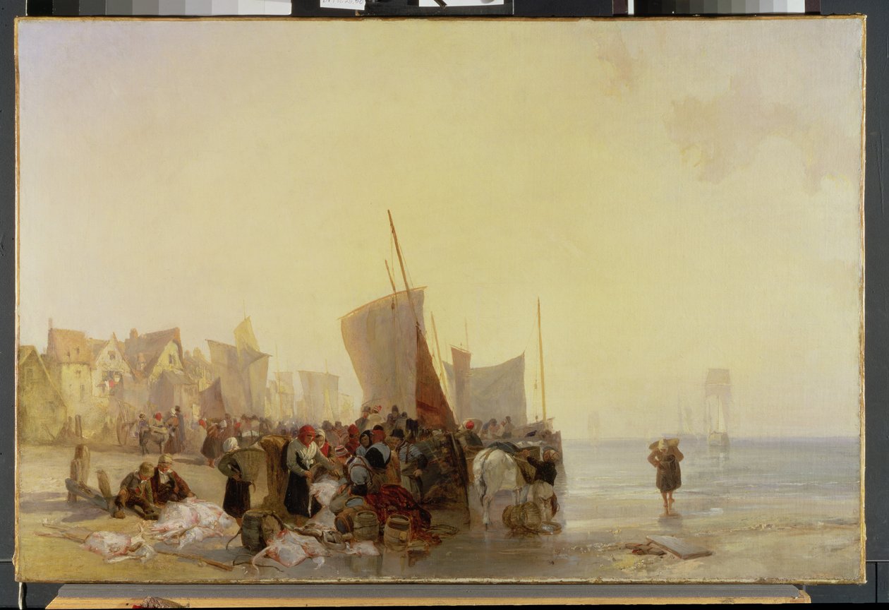 A Fishmarket Near Boulogne, c.1824 by Richard Parkes Bonington