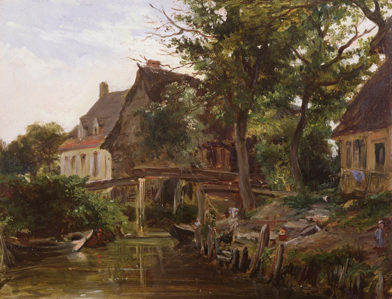 Cottages by a Stream by Richard Parkes Bonington