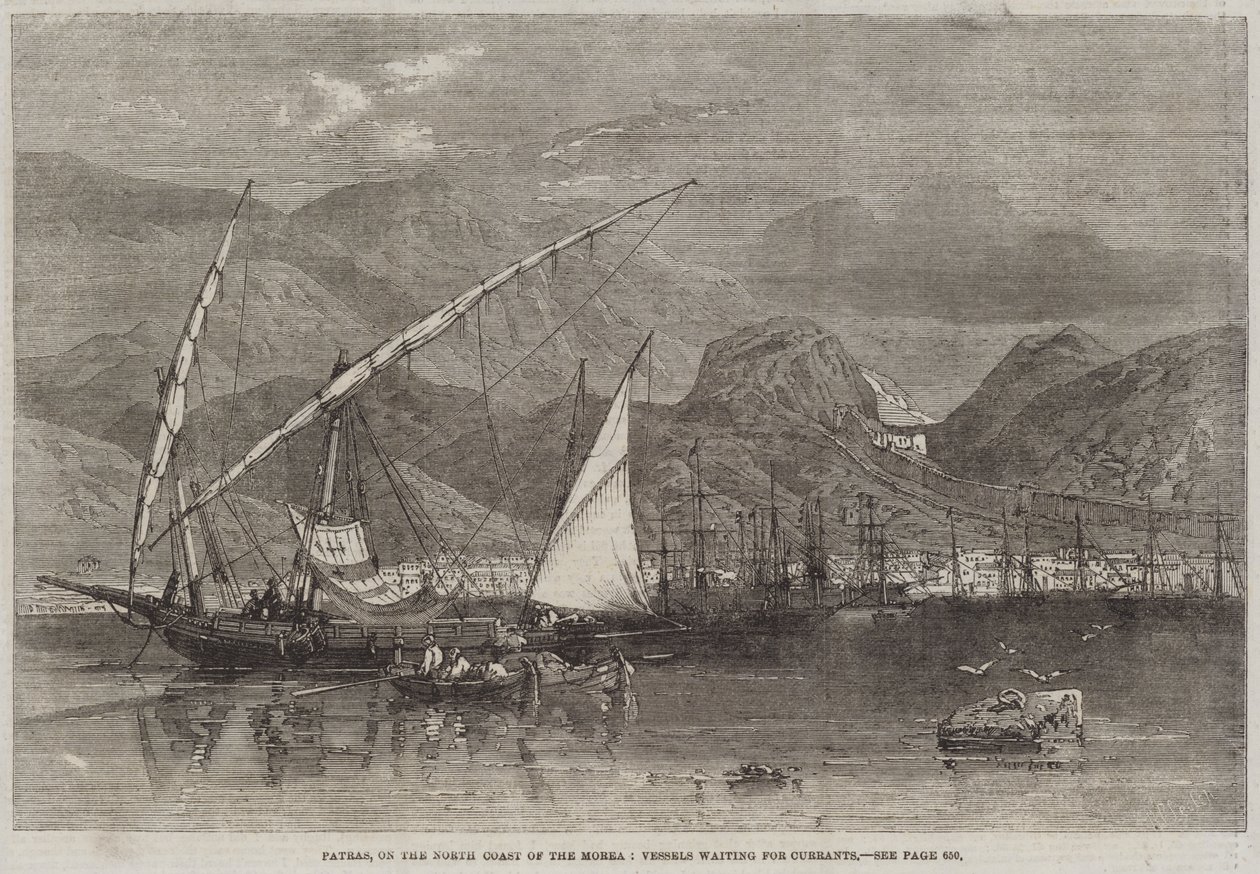 Patras, on the North Coast of the Morea, Vessels waiting for Currants by Richard Principal Leitch