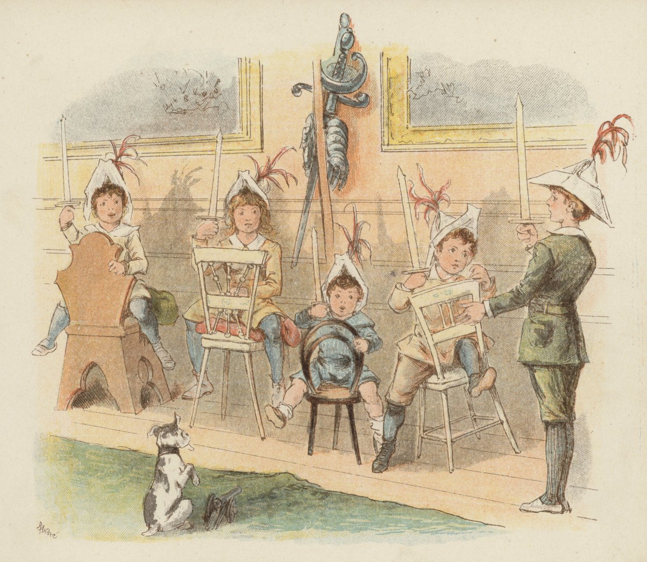 Children playing soldiers by Richard Andre