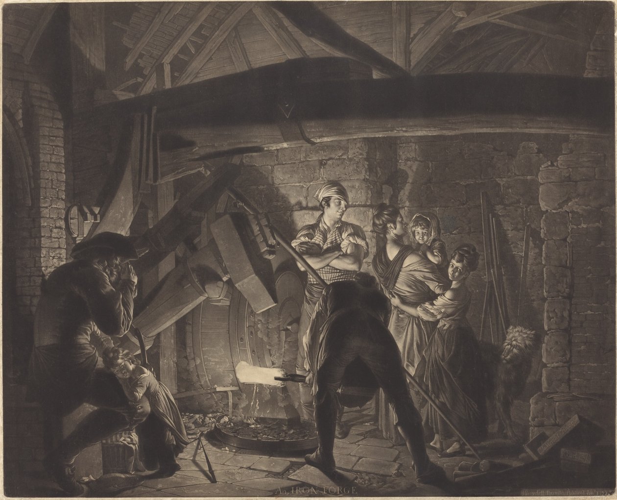 An Iron Forge by Richard Earlom after Joseph Wright