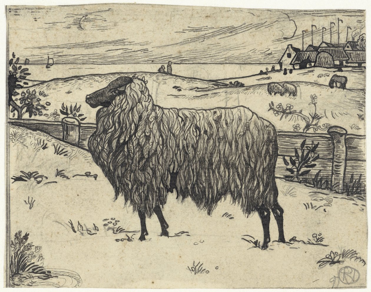 Sheep in a Coastal Landscape by Richard Nicolaüs Roland Holst