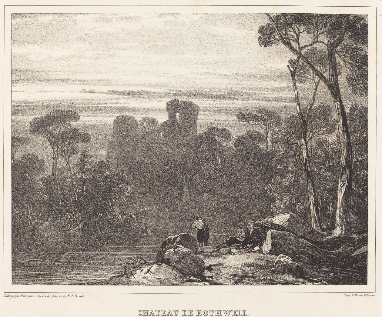 Chateau de Bothwell by Richard Parkes Bonington after Francois Alexandre Pernot